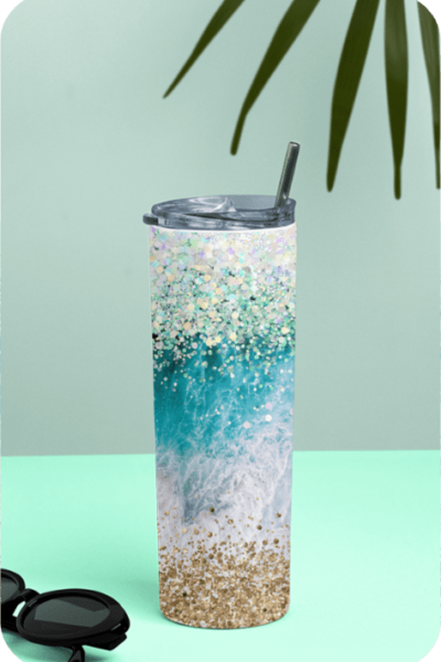 Beach Glitter Tumbler 20 Oz