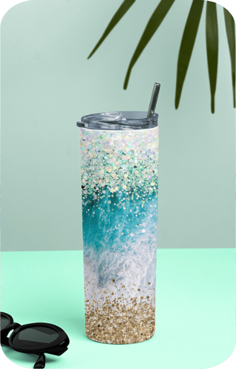 Beach Glitter Tumbler 20 Oz