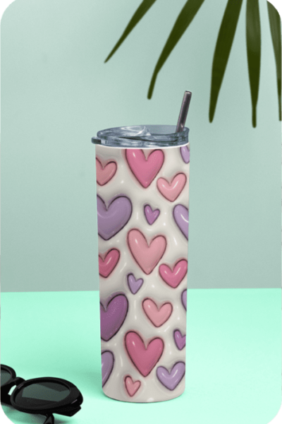 Inflated Pink Heart Tumbler 20 Oz